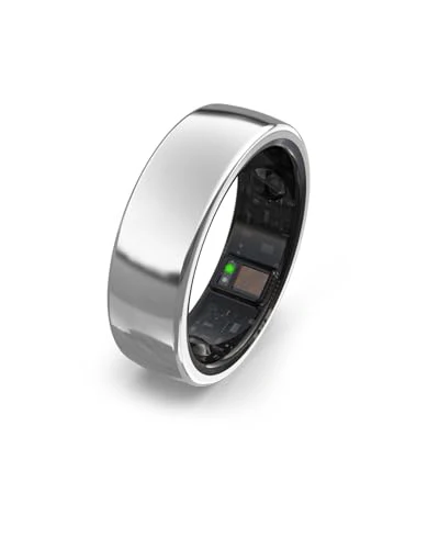 aaboRing, Health & Fitness Tracker Smart Ring, Advance Sleep Monitoring, Stress & Activity Tracking, Titanium, IP68 Waterproof (US Size No 13, Wireless Stellar Silver)