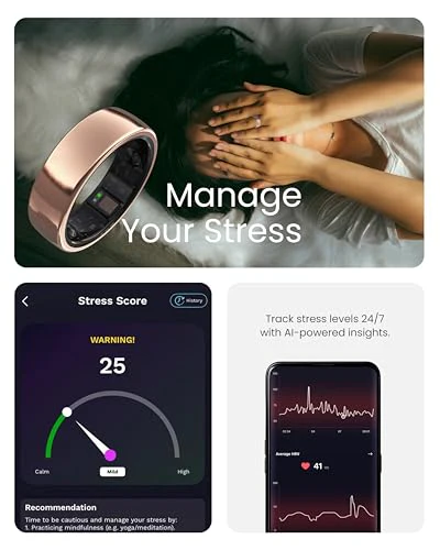 aaboRing, Health & Fitness Tracker Smart Ring, Advance Sleep Monitoring, Stress & Activity Tracking, Titanium, IP68 Waterproof (US Size No 13, Wireless Stellar Silver) - Image 5