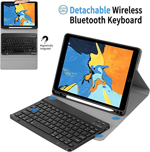 ABOUTTHEFIT iPad 10.2 9th 8th 7th Generation Keyboard Case - Smart Case with Wireless Keyboard Tablet Detachable Bluetooth Keyboard Stand Cover with Pencil Holder, Black - Image 4