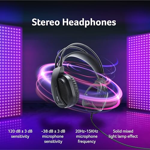 Acer 3 in 1 Wired Gaming Combo, 7 Color LED Backlit Keyboard, Premium Gaming Headset (50mm Driver, 120dB) with Mixed Light Effect, Fabric Weave Mousepad (Black) (Without Mouse) - Image 4