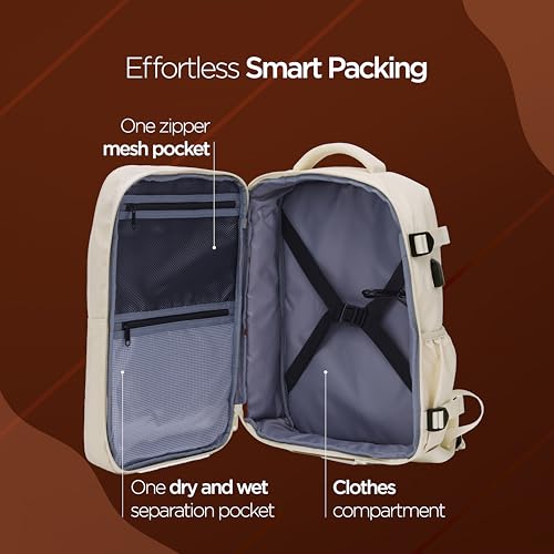 Acer Estilo Premium 15.6 Inch Beige Color Backpack I Water Resistent Polyester I Expandable, 2 Zipper Front Pocket, 2 More Compartment for Laptop and Other Accessories I USB Charging I Strolley Strap - Image 5