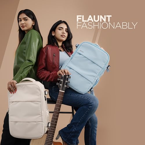 Acer Estilo Premium 15.6 Inch Beige Color Backpack I Water Resistent Polyester I Expandable, 2 Zipper Front Pocket, 2 More Compartment for Laptop and Other Accessories I USB Charging I Strolley Strap - Image 6