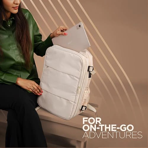 Acer Estilo Premium 15.6 Inch Beige Color Backpack I Water Resistent Polyester I Expandable, 2 Zipper Front Pocket, 2 More Compartment for Laptop and Other Accessories I USB Charging I Strolley Strap - Image 8