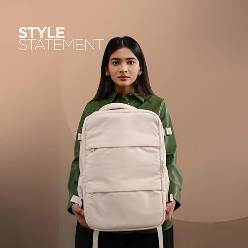Acer Estilo Premium 15.6 Inch Beige Color Backpack I Water Resistent Polyester I Expandable, 2 Zipper Front Pocket, 2 More Compartment for Laptop and Other Accessories I USB Charging I Strolley Strap - Image 9