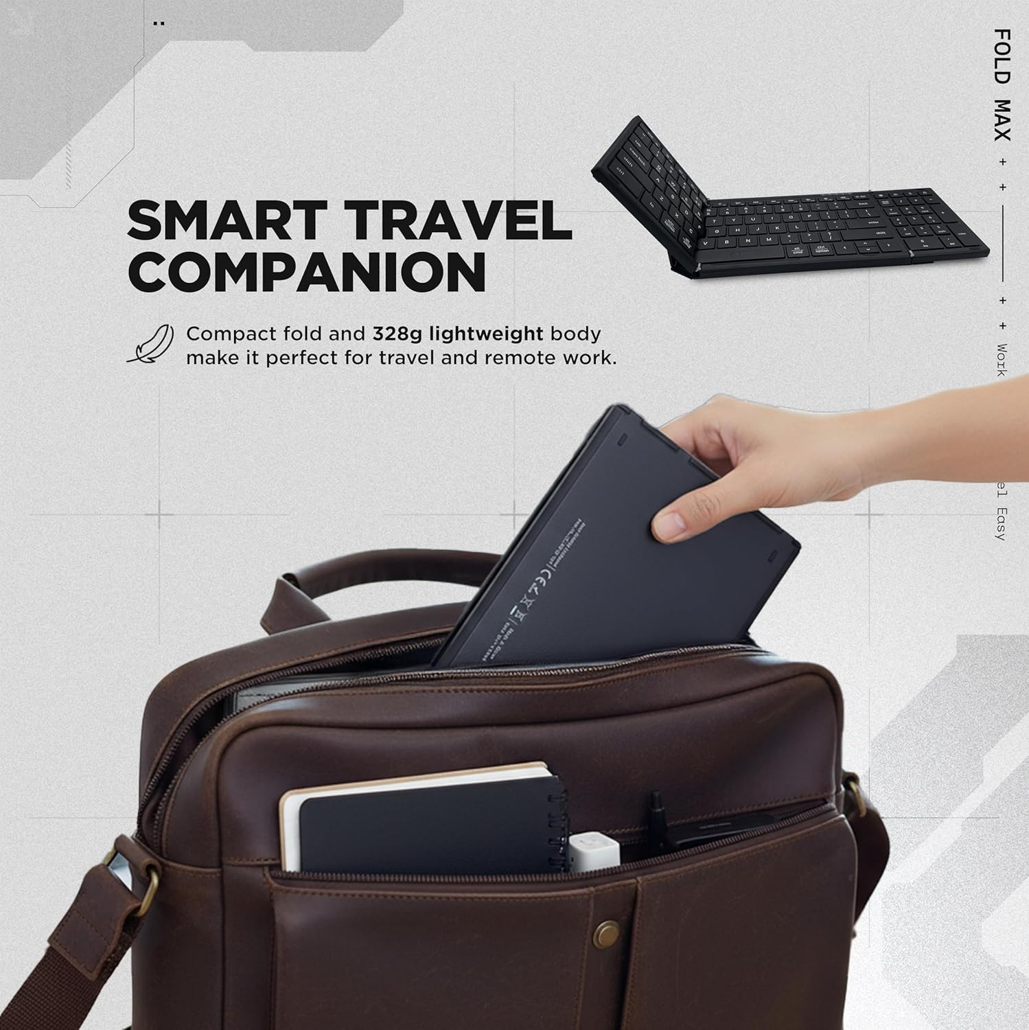 acer Fold Max | 99 Keys Full-Size Foldable Bluetooth Keyboard | BT 5.0 | Rechargeable 180mAh Battery | USB-C Fast Charging | 51H Use | Portable ABS Build | Black | Windows/Mac/Android Compatible - Image 5