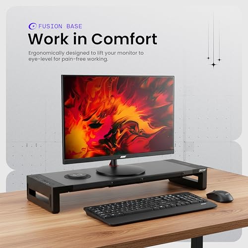Acer FusionBase Monitor & Laptop Stand | Foldable ABS + Metal Build | USB Fast Charging 1x Type-C & 1x Type A + 3×Data Ports incl. USB 3.0 | 15W Wireless Charger | Mobile Phone Holder, Drawer | Black - Image 3