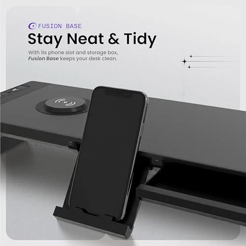 Acer FusionBase Monitor & Laptop Stand | Foldable ABS + Metal Build | USB Fast Charging 1x Type-C & 1x Type A + 3×Data Ports incl. USB 3.0 | 15W Wireless Charger | Mobile Phone Holder, Drawer | Black - Image 6