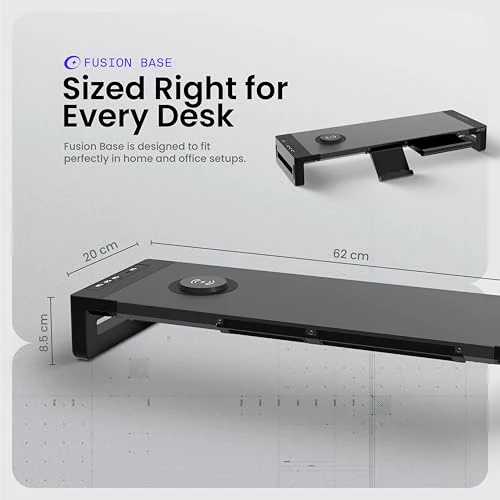 Acer FusionBase Monitor & Laptop Stand | Foldable ABS + Metal Build | USB Fast Charging 1x Type-C & 1x Type A + 3×Data Ports incl. USB 3.0 | 15W Wireless Charger | Mobile Phone Holder, Drawer | Black - Image 9