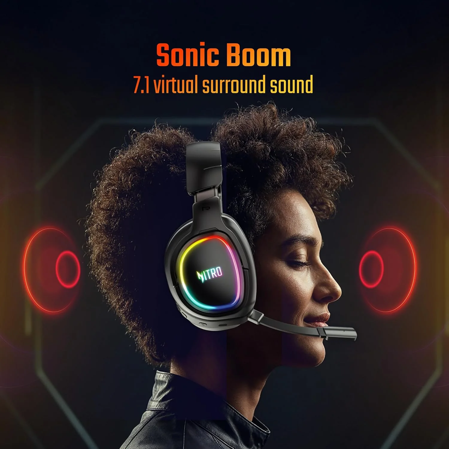 acer Nitro Triple-Mode Gaming Headset | Bluetooth + 2.4GHz USB-C/USB-A Dongle + Wired | 50mm Drivers | 7.1 Virtual Surround | Running RGB | Low Latency <30ms | Flexible LED Mic | Windows/Android/iOS - Image 2