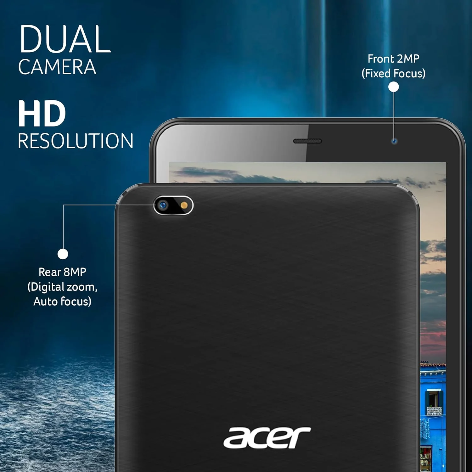 Acer one T4-82L (20.32 cm) 8 Inch Bluetooth Tablet with 3GB RAM and 32 GB EMMC, 4G LTE, Black - Image 2