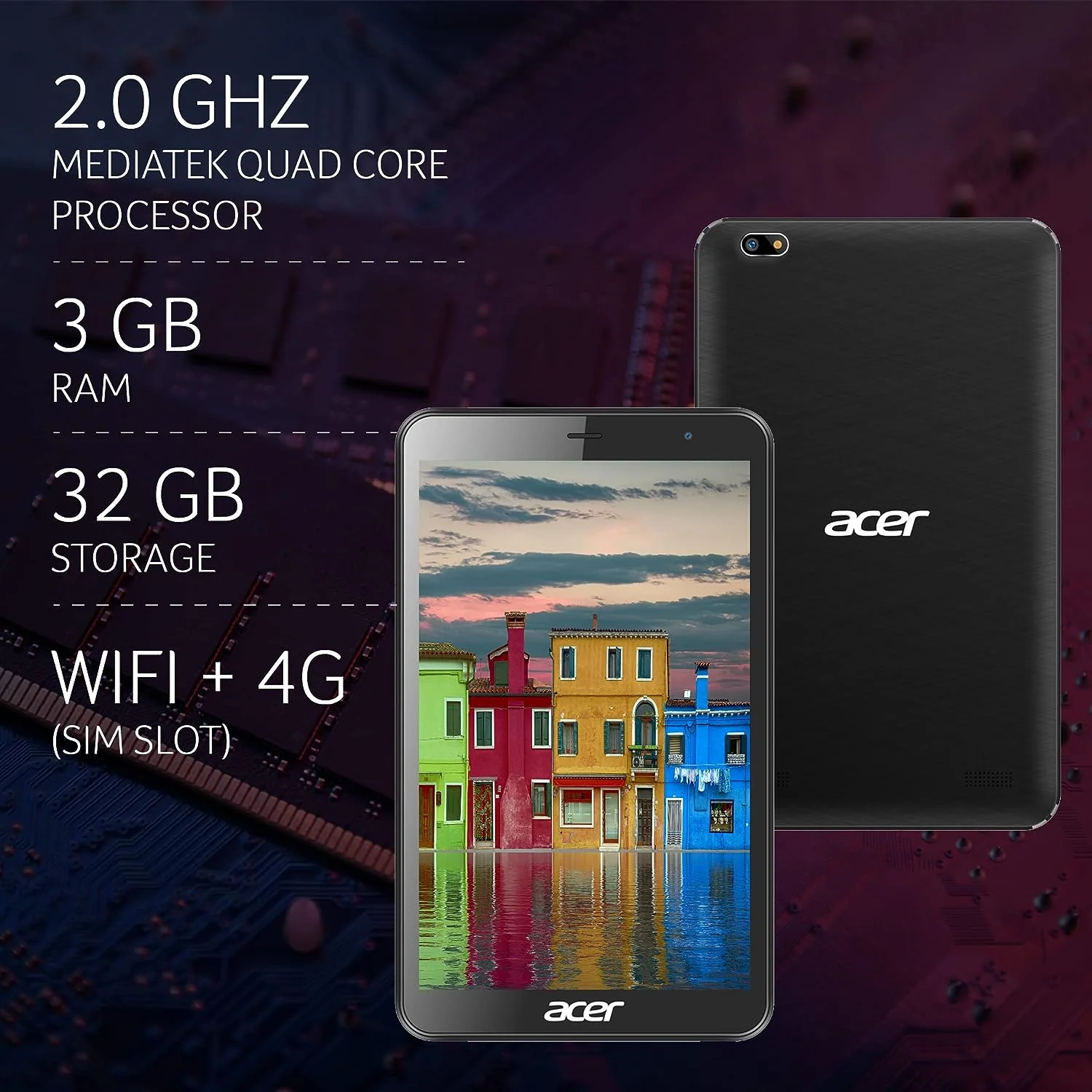 Acer one T4-82L (20.32 cm) 8 Inch Bluetooth Tablet with 3GB RAM and 32 GB EMMC, 4G LTE, Black - Image 6