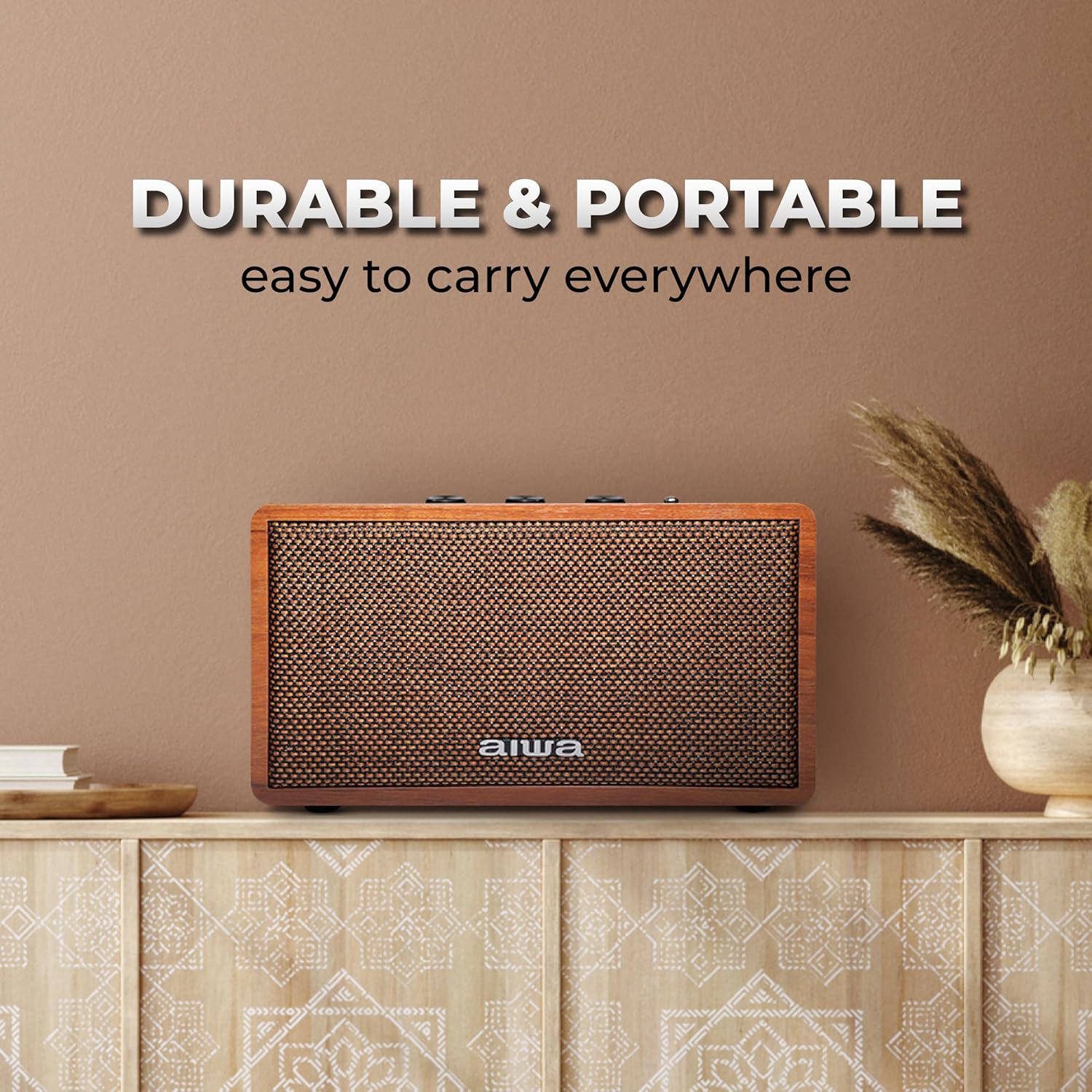 Aiwa Bluetooth Speaker with Powerful Bass, Built-in Microphone, Portable Speaker with 10+ Hours Play Time, Type-C Charging, 80W Speaker, TWS Dual-Link Technology | MI-X150 Retro Plus X (Brown) - Image 3