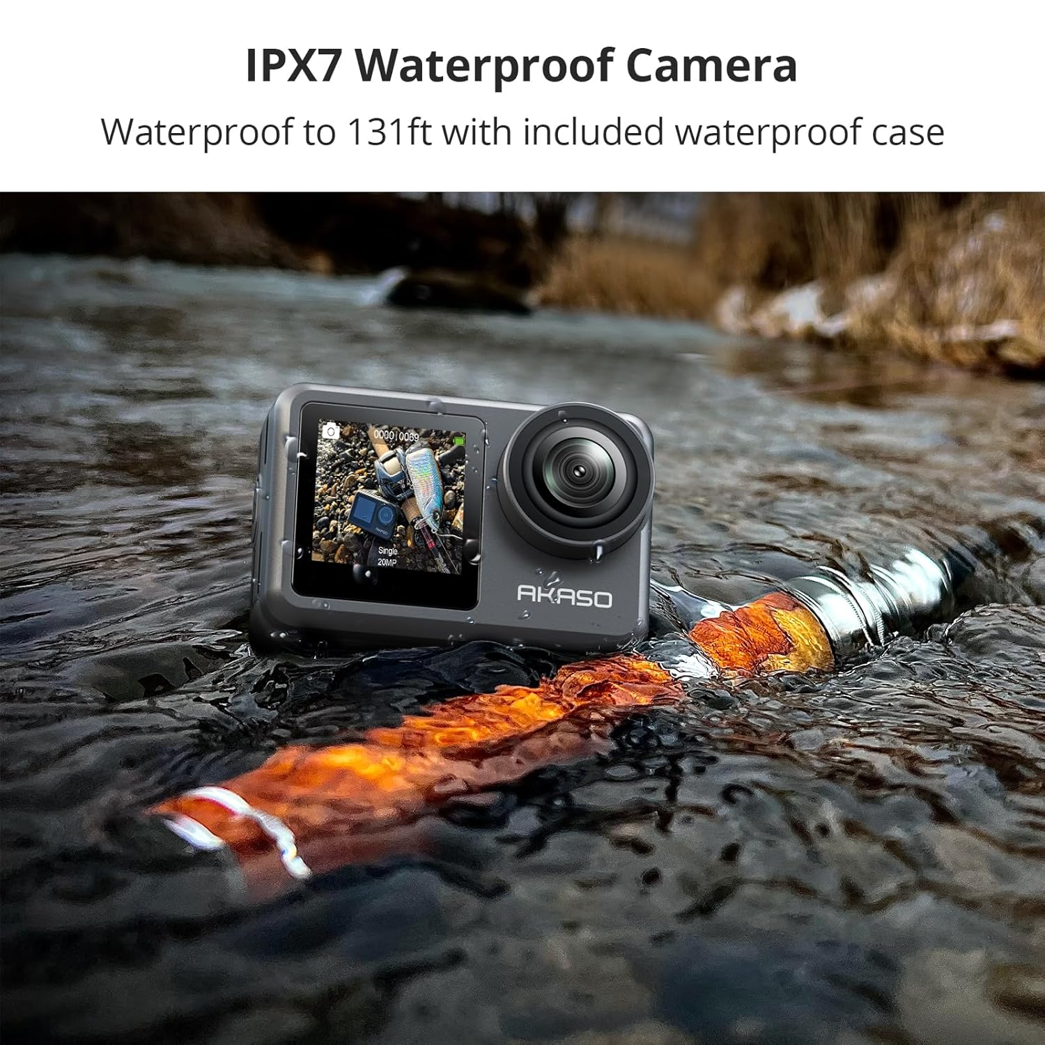 AKASO Brave 7 LE 4K30FPS 20MP WiFi Action Camera with Touch Screen Vlog Camera EIS 2.0 Remote Control 131 Feet Underwater Camera with 2X 1350mAh Batteries (USED) - Image 6