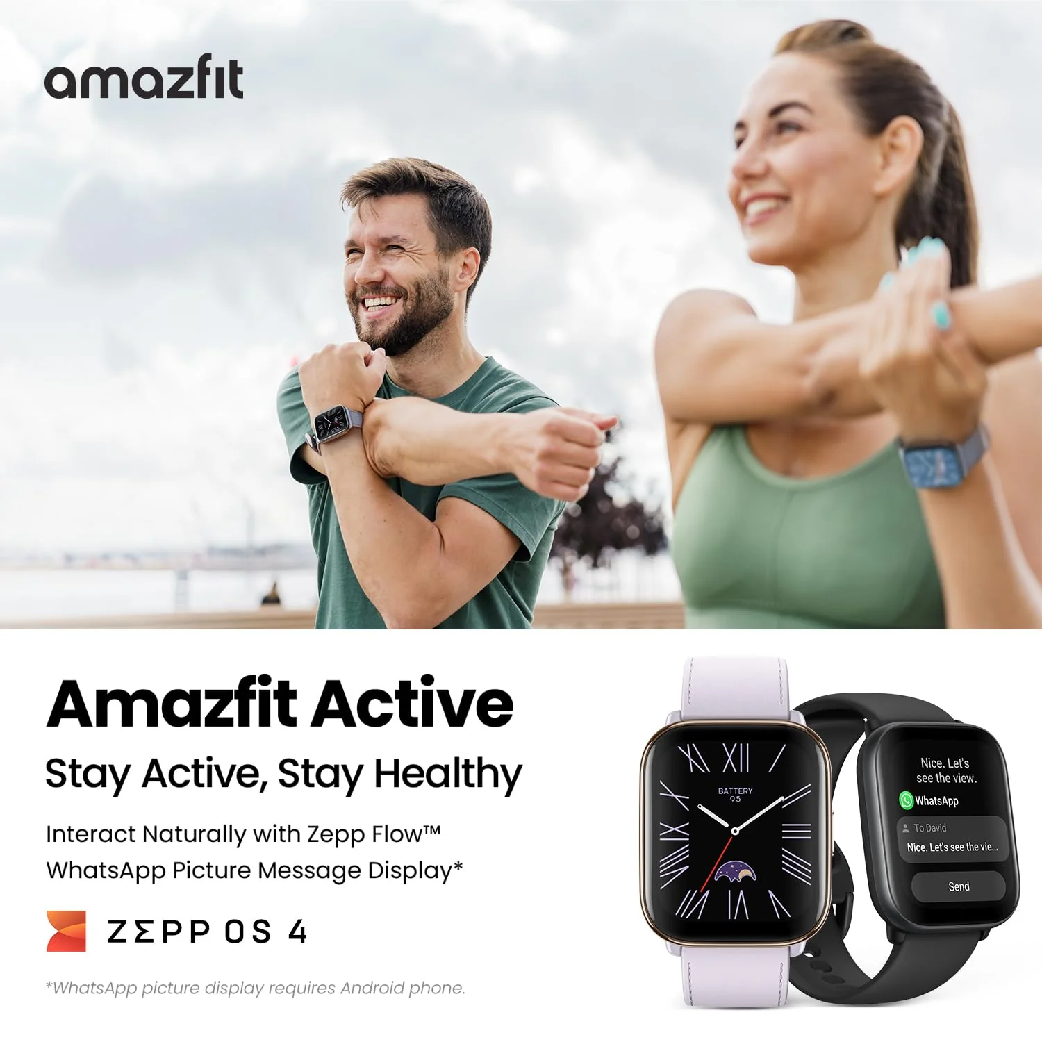 Amazfit Active Smart Watch with AI Fitness Exercise Coach, GPS, Bluetooth Calling & Music, 14 Day Battery, 1.75" AMOLED Display & Alexa-Enabled, Fitness Watch for Android & iPhone (Midnight Black) - Image 3