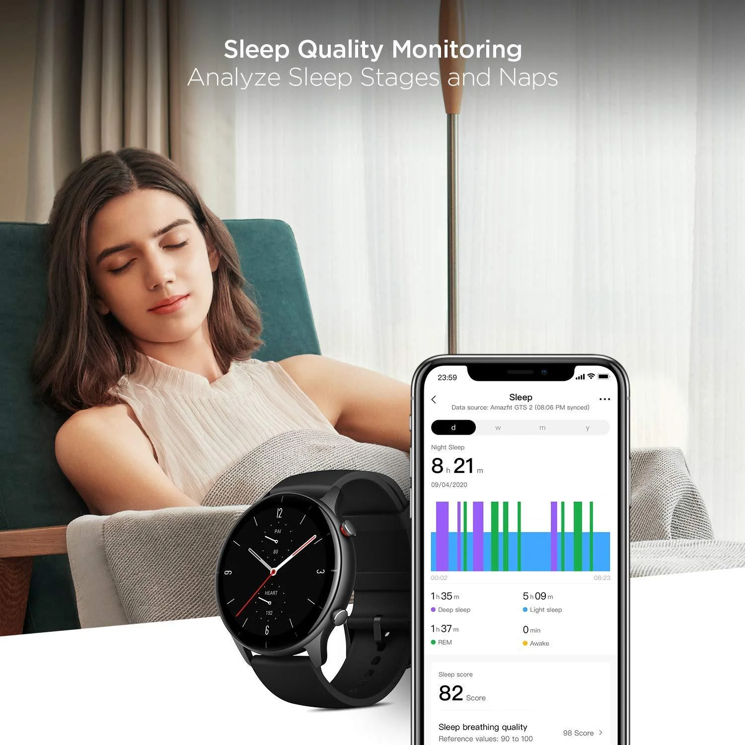 Amazfit GTR 2e SmartWatch with Curved Design, 1.39 Always-on AMOLED Display - Image 4