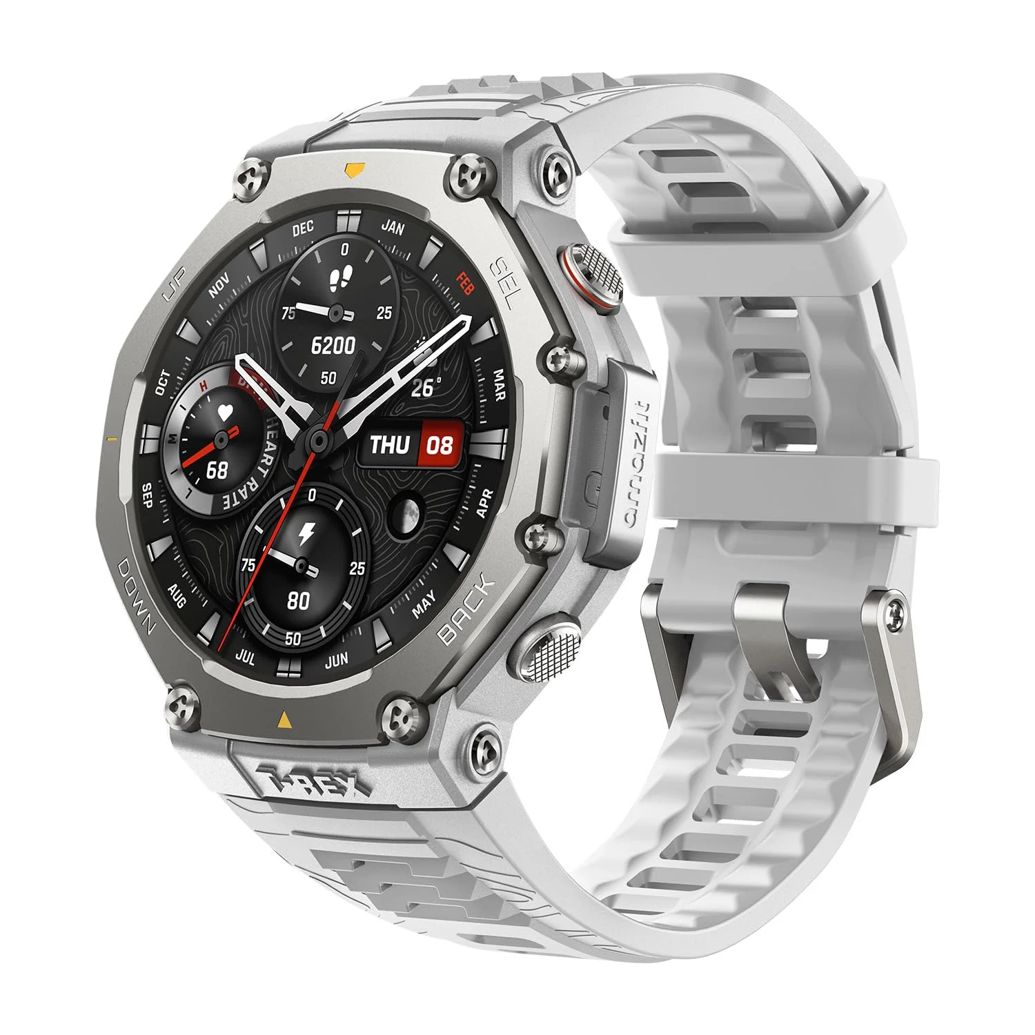 Amazfit T-Rex 3 Outdoor Rugged Military 48mm Smart Watch, Built in GPS, 27 Days Battery Life, Offline Maps, 2000 Nits Brightness, 10 ATM Water Resistance, AI Coach, for iOS & Android (Gray)