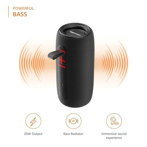 Amazon Basics Bluetooth 20W Speaker, with TWS Function, Powerful Bass, BT 5.3, MicroSD Card Slot, RGB Lights, AUX Input, USB Support, and in-Built Noise Cancelling Mic (Black) - Image 2