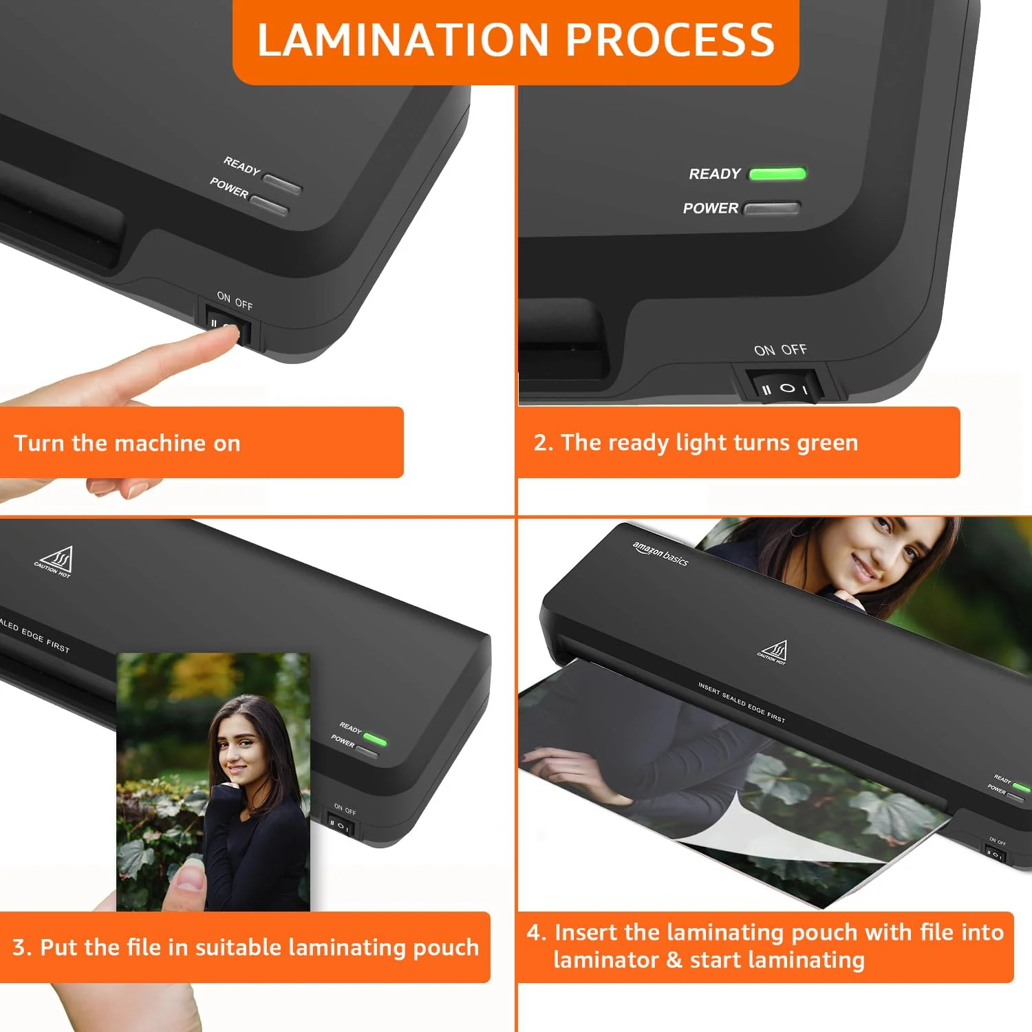 Amazon Basics Hot A4 Thermal Laminating Machine/Laminator A401 | Quick 5-Min Warm-Up | Push Button Pause | Durable Thermostats (100 Cycles) | 26.72 cm/min Speed | for Photos, IDs, Documents (Black) Visit the amazon basics Store - Image 8