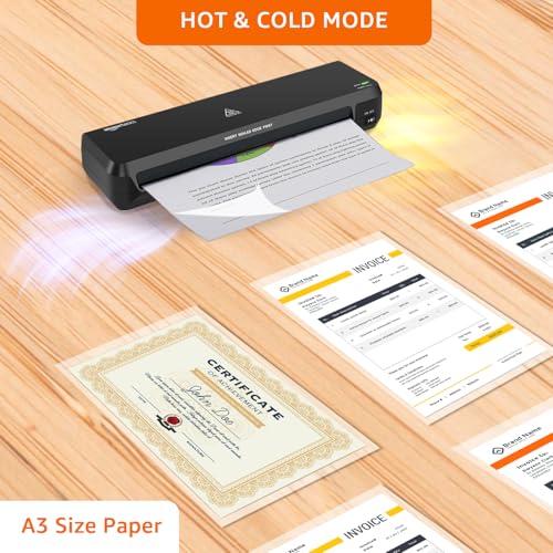 Amazon Basics Hot & Cold A3 Thermal Laminating Machine/Laminator A303 | Fast 2-Min Warm-Up | Slide-Push Button | Durable Thermostats | Dual Light Indicators | for Photos, IDs, Documents, Certificates - Image 3
