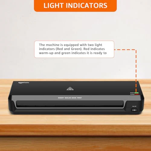 Amazon Basics Hot & Cold A3 Thermal Laminating Machine/Laminator A303 | Fast 2-Min Warm-Up | Slide-Push Button | Durable Thermostats | Dual Light Indicators | for Photos, IDs, Documents, Certificates - Image 6