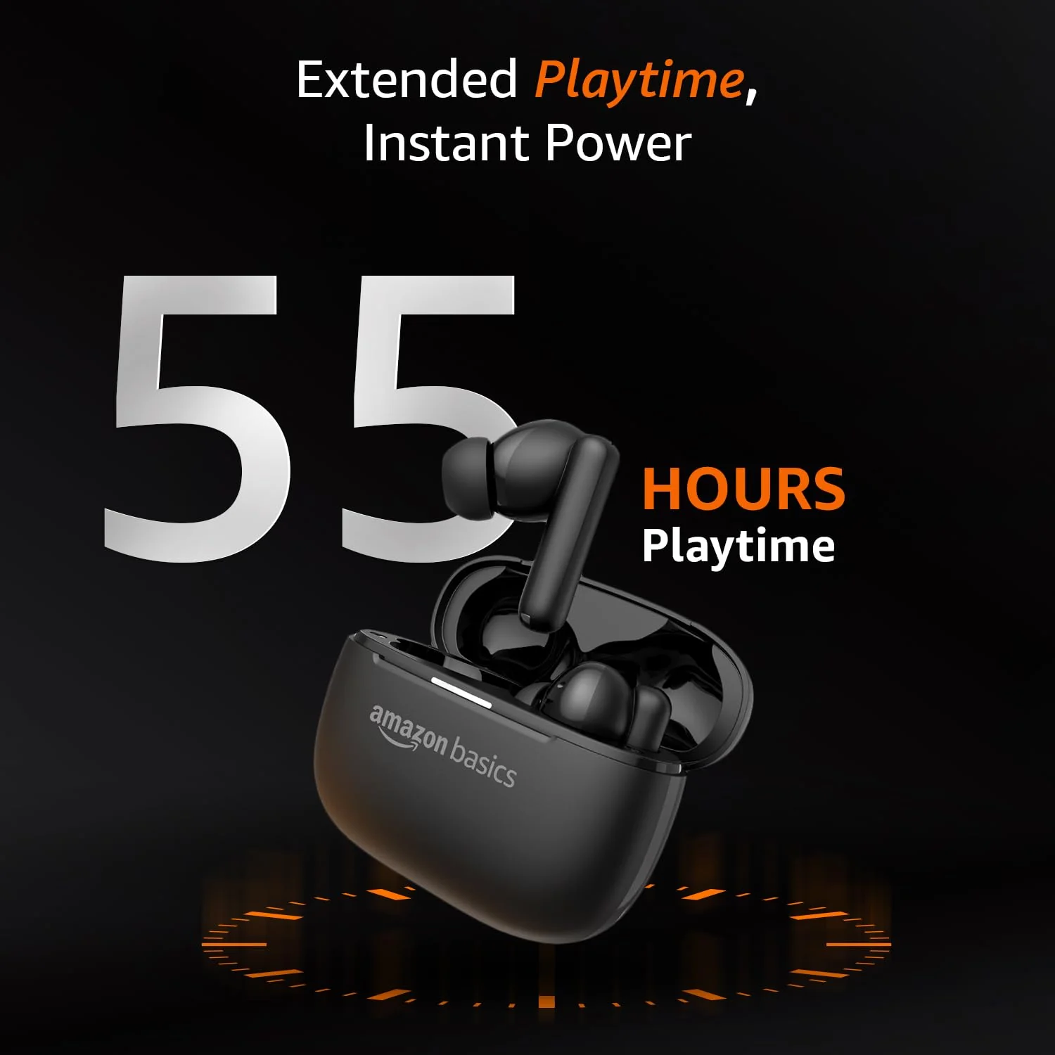 Amazon Basics Pro Series ANC Wireless in Ear Earbuds, Bluetooth 6.0 TWS Earphones with Mic, Active Noise Cancellation, 4 Mics ENC, 55H Playtime, Smart Touch Control, IPX4 Water Resistant (Black) - Image 6