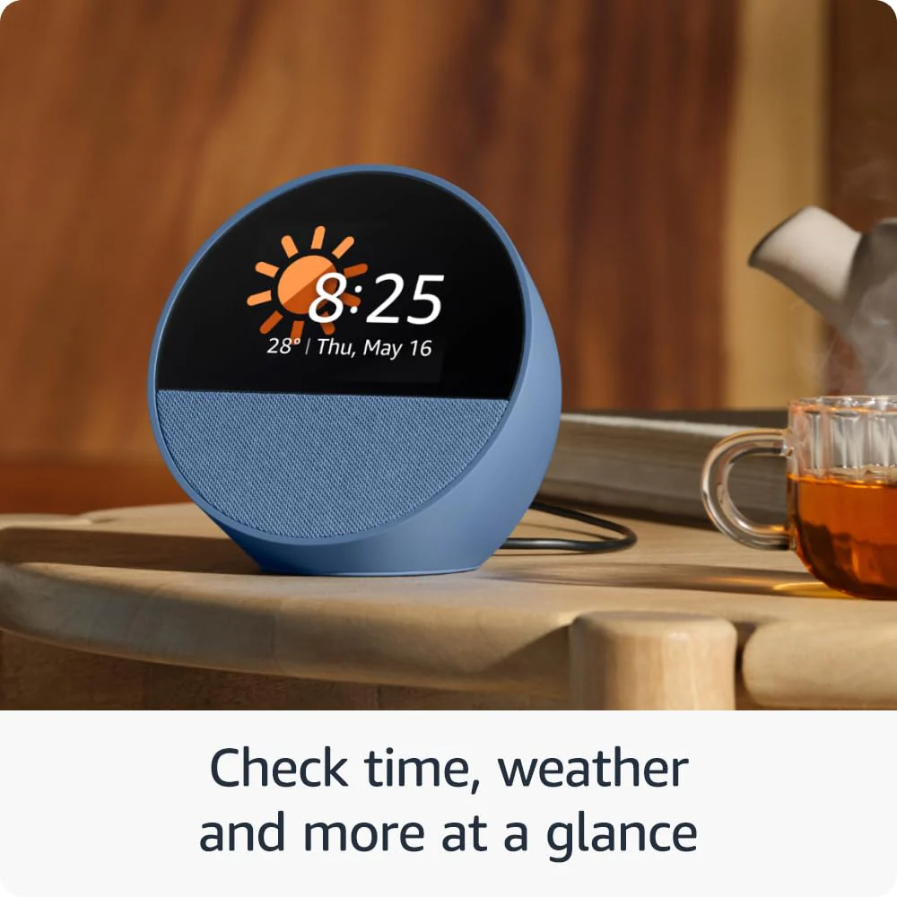 Amazon Echo Spot (latest model), Smart alarm clock with vibrant sound, Alexa and Bluetooth | Blue - Image 3