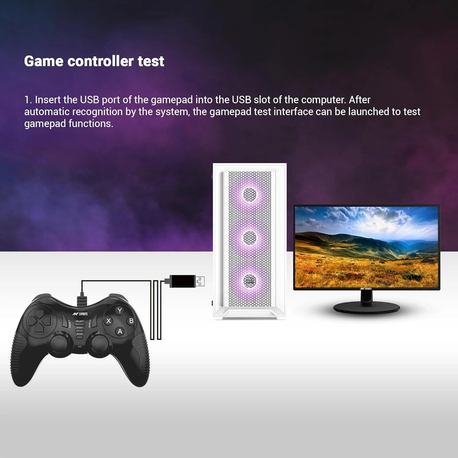 Ant Esports GP115 Wired Gamepad, Compatible for PC & Laptop Computer (All Windows Systems) / PS3 / Android TV Set/Media Box - Black - Image 8