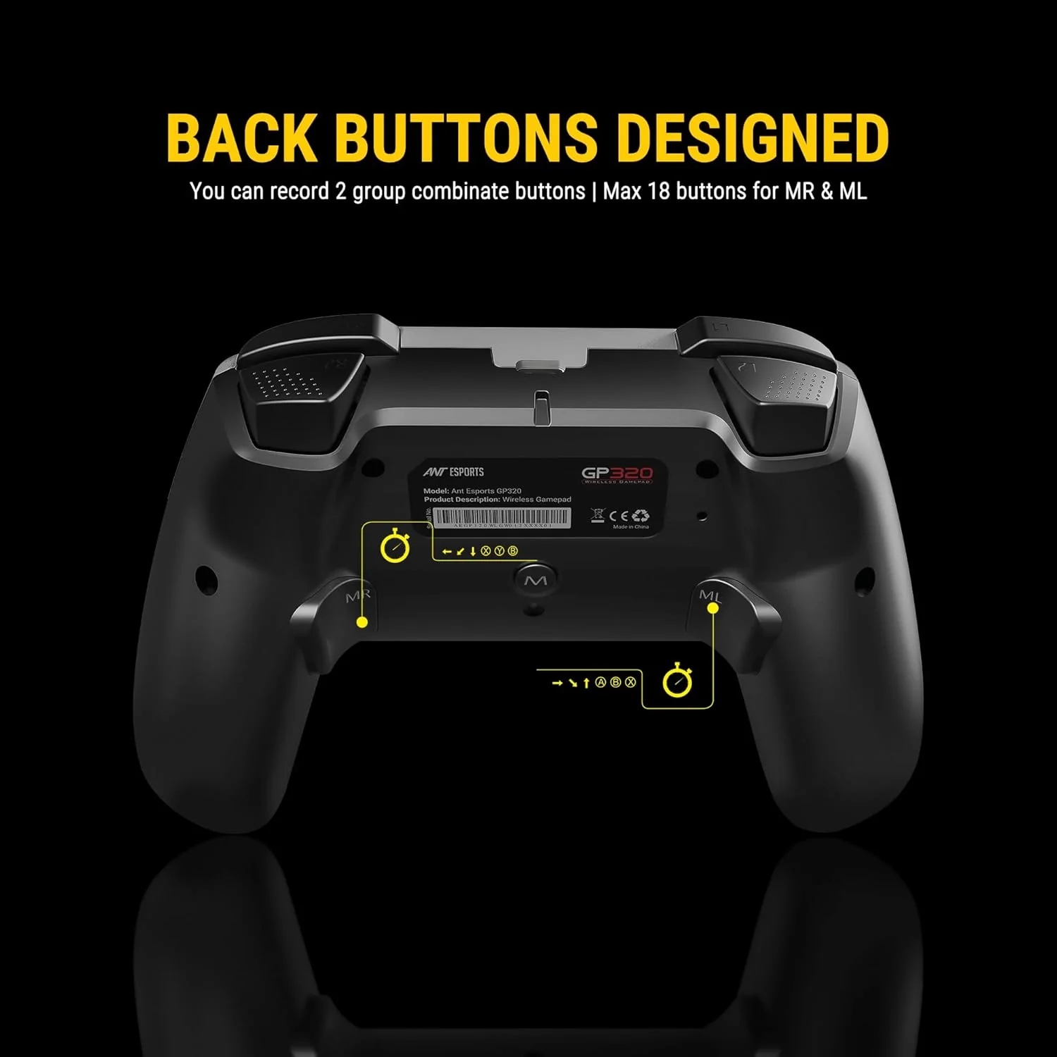 Ant Esports GP320 Wireless Gamepad/Android/Windows PC/IOS/Switch / PS4 / PS3, Bluetooth Game Pad/Vibration Motors/Turbo Function – Black White - Image 5