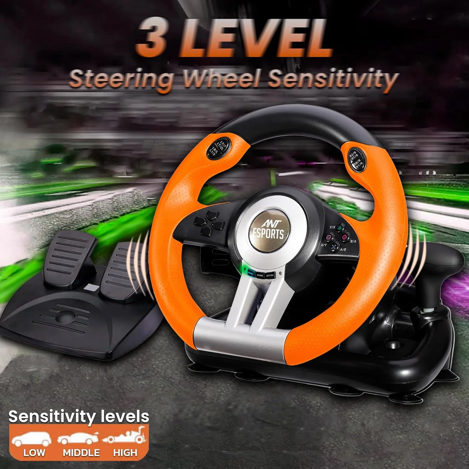 Ant Esports GW V3 PC Steering Wheel 270° Degree Vibration Gaming Steering Wheel with Shifter and Pedal for PC, Xbox Series X|S, Xbox One - Image 5