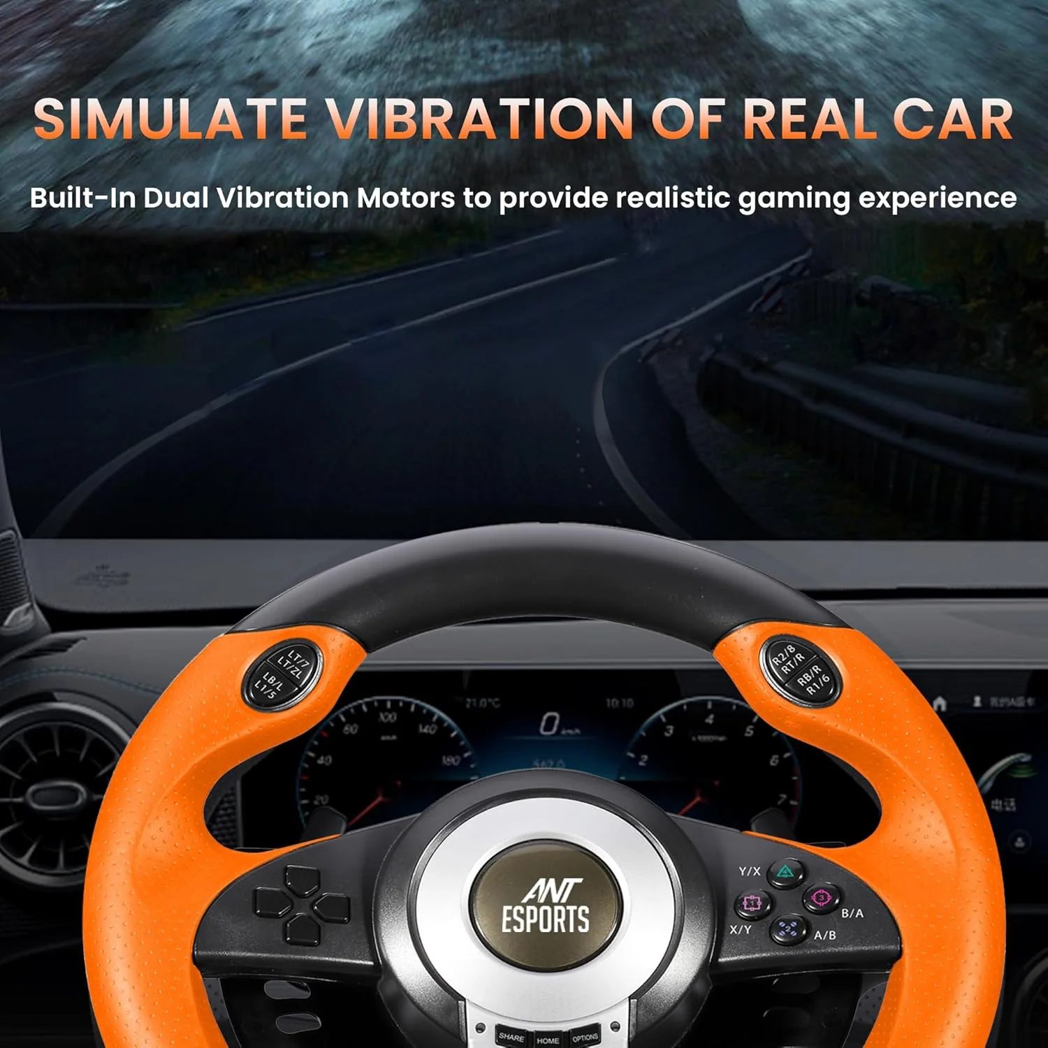 Ant Esports GW V3 PC Steering Wheel 270° Degree Vibration Gaming Steering Wheel with Shifter and Pedal for PC, Xbox Series X|S, Xbox One - Image 7