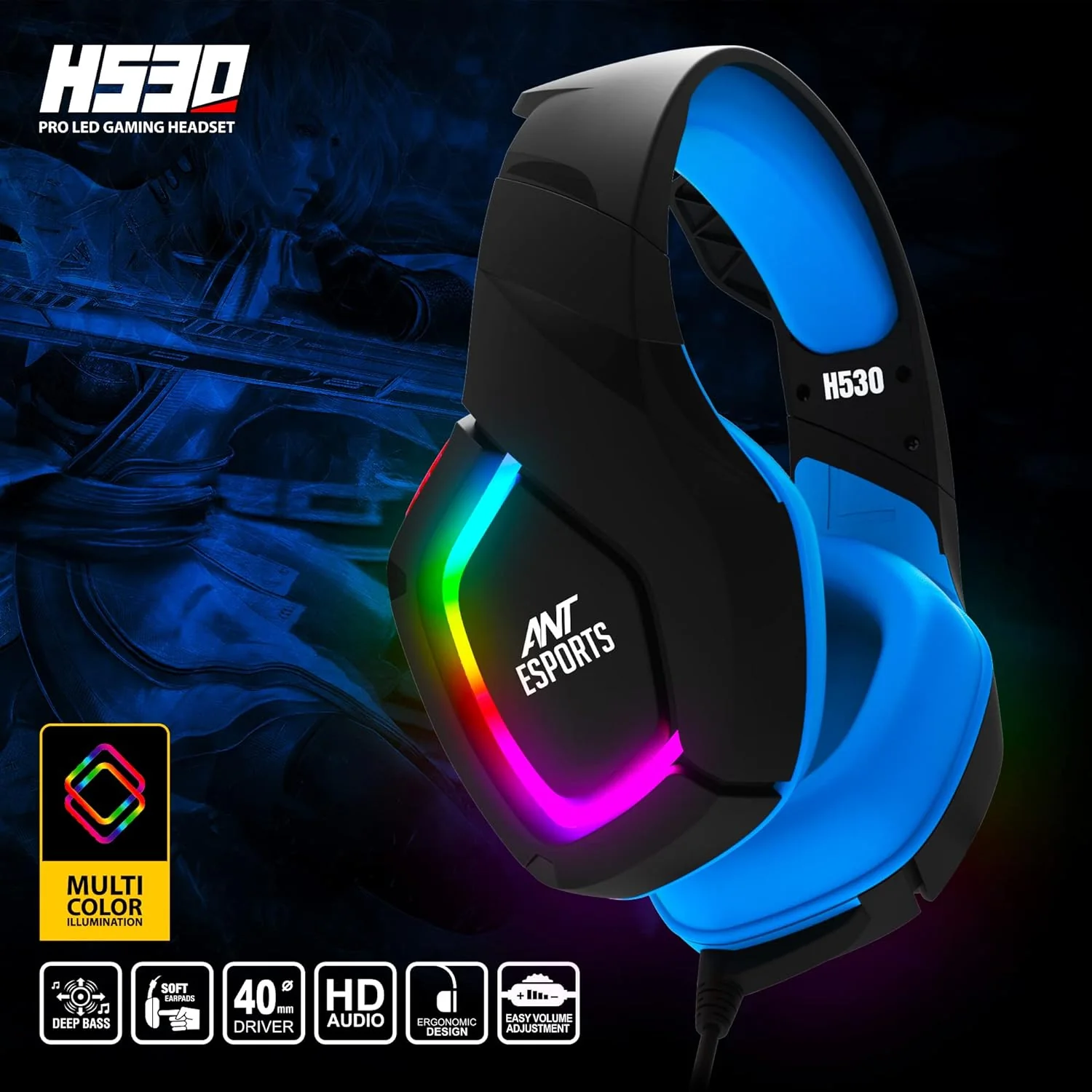 Ant Esports H530 Multi-Platform Pro RGB Gaming Headsetfor PC / PS4 / PS5 / Xbox One / Switch1 with mic - Image 3