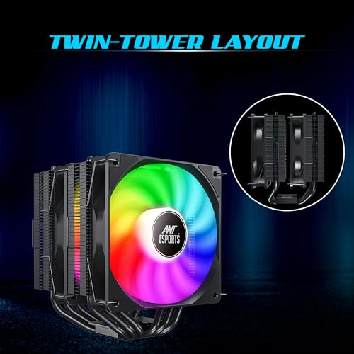 Ant Esports ICE C621 CPU Cooler/CPU Fan with ARGB LED PWM Dual Fans - Black | All Black, Direct Contact Technology & 4 Heat Pipes | Support Intel LGA 1700 / 115X / 1200/1366 & AMD AM5 / AM4 - Image 4