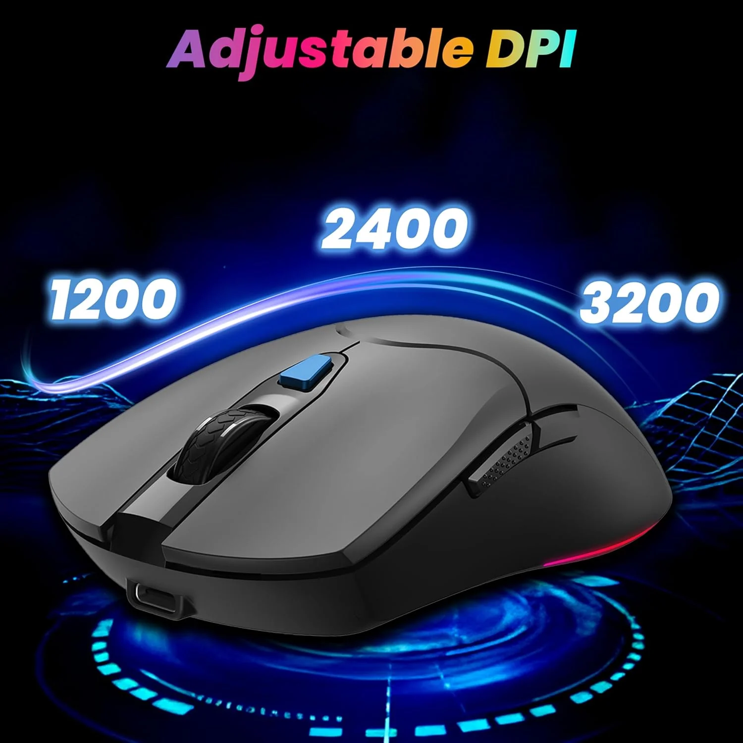 Ant Esports KM500 Pro Wireless Gaming Keyboard and Mouse Combo, LED Backlit Rechargeable 2000mAh Battery, Mechanical Feel Anti-ghosting Keyboard + 6D 3200DPI Mice for PC Gamer (Black) - Image 3