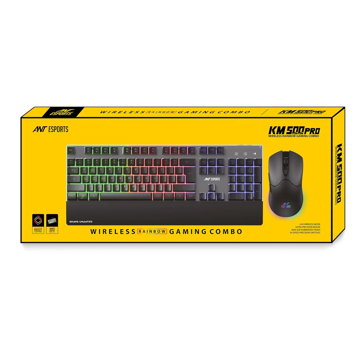 Ant Esports KM500 Pro Wireless Gaming Keyboard and Mouse Combo, LED Backlit Rechargeable 2000mAh Battery, Mechanical Feel Anti-ghosting Keyboard + 6D 3200DPI Mice for PC Gamer (Black) - Image 9