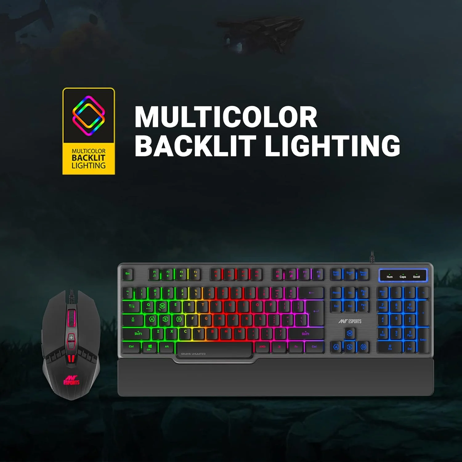 Ant Esports KM500 Wired Gaming Keyboard and Mouse Combo | 19 Anti-Ghosting Keys | Braided Cable with Rubberized Coating | 3200 DPI Optical Sensor | LED Backlit Mouse with Scroll Wheel - Image 2