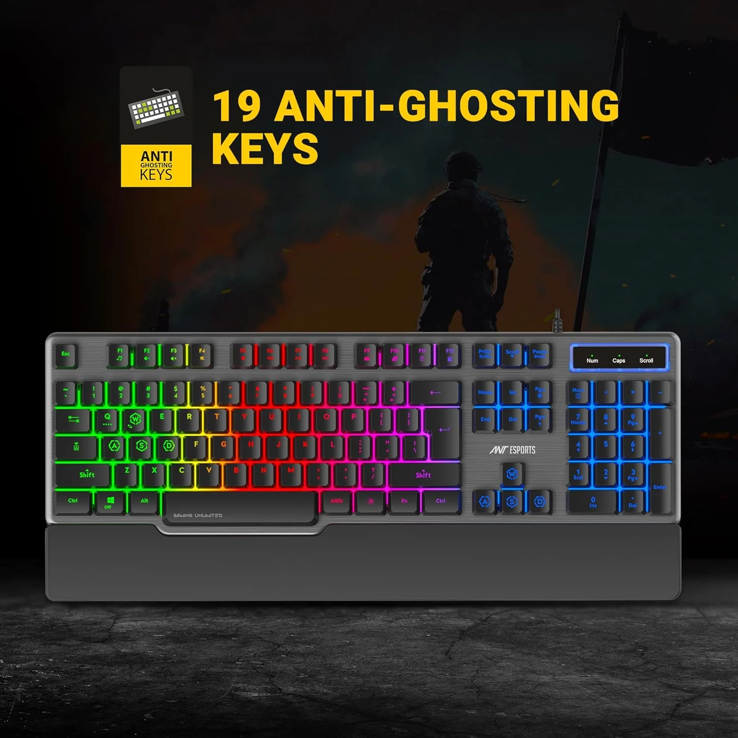 Ant Esports KM500 Wired Gaming Keyboard and Mouse Combo | 19 Anti-Ghosting Keys | Braided Cable with Rubberized Coating | 3200 DPI Optical Sensor | LED Backlit Mouse with Scroll Wheel - Image 4