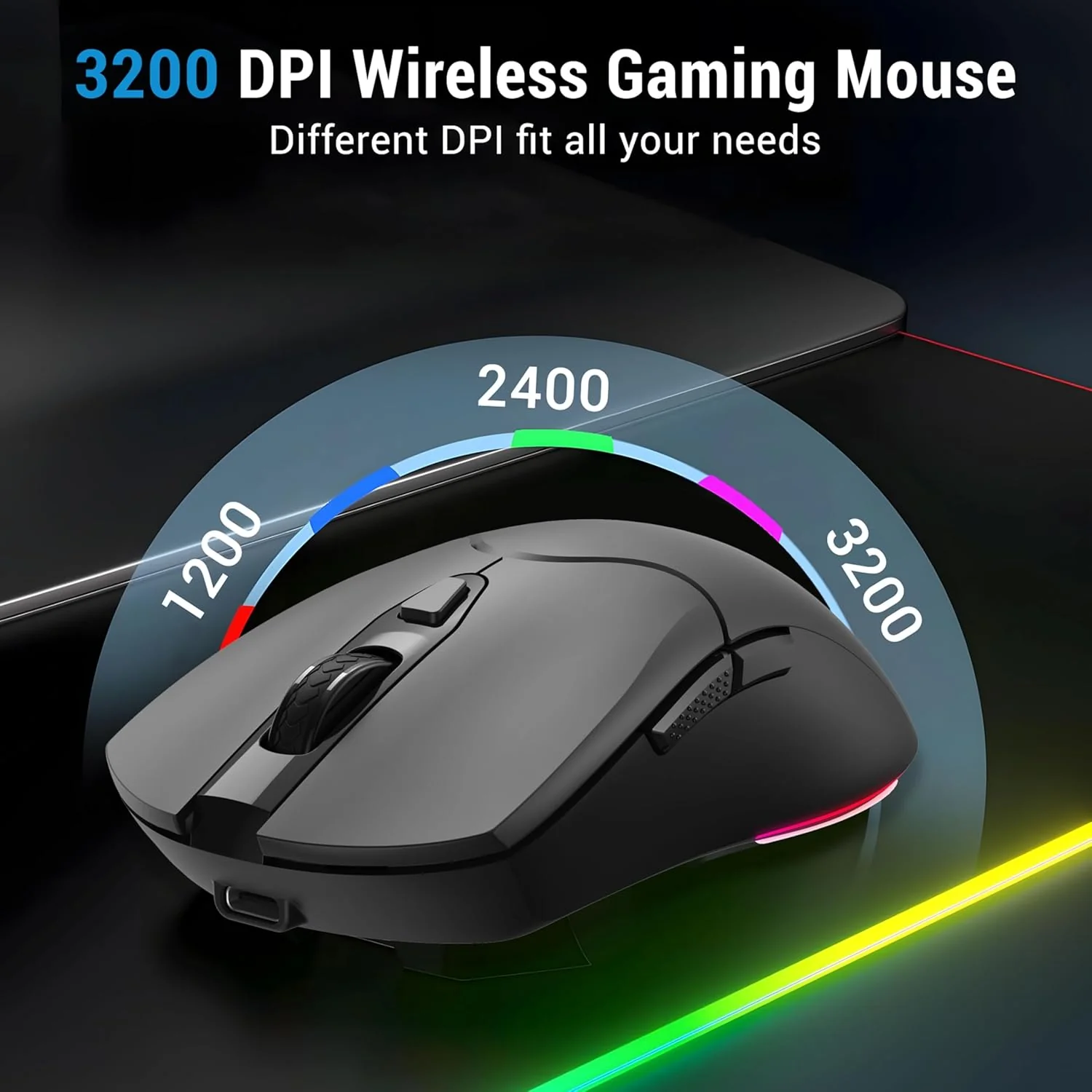 Ant Esports KM500W Pro Wireless Gaming Keyboard Mouse Combo, Rechargeable 104 Key LED Light Up Keyboard Ergonomic Wireless Gaming Mouse, Backlit Mouse Keyboard for Xbox PS5 PS4 PC Laptop - Image 2