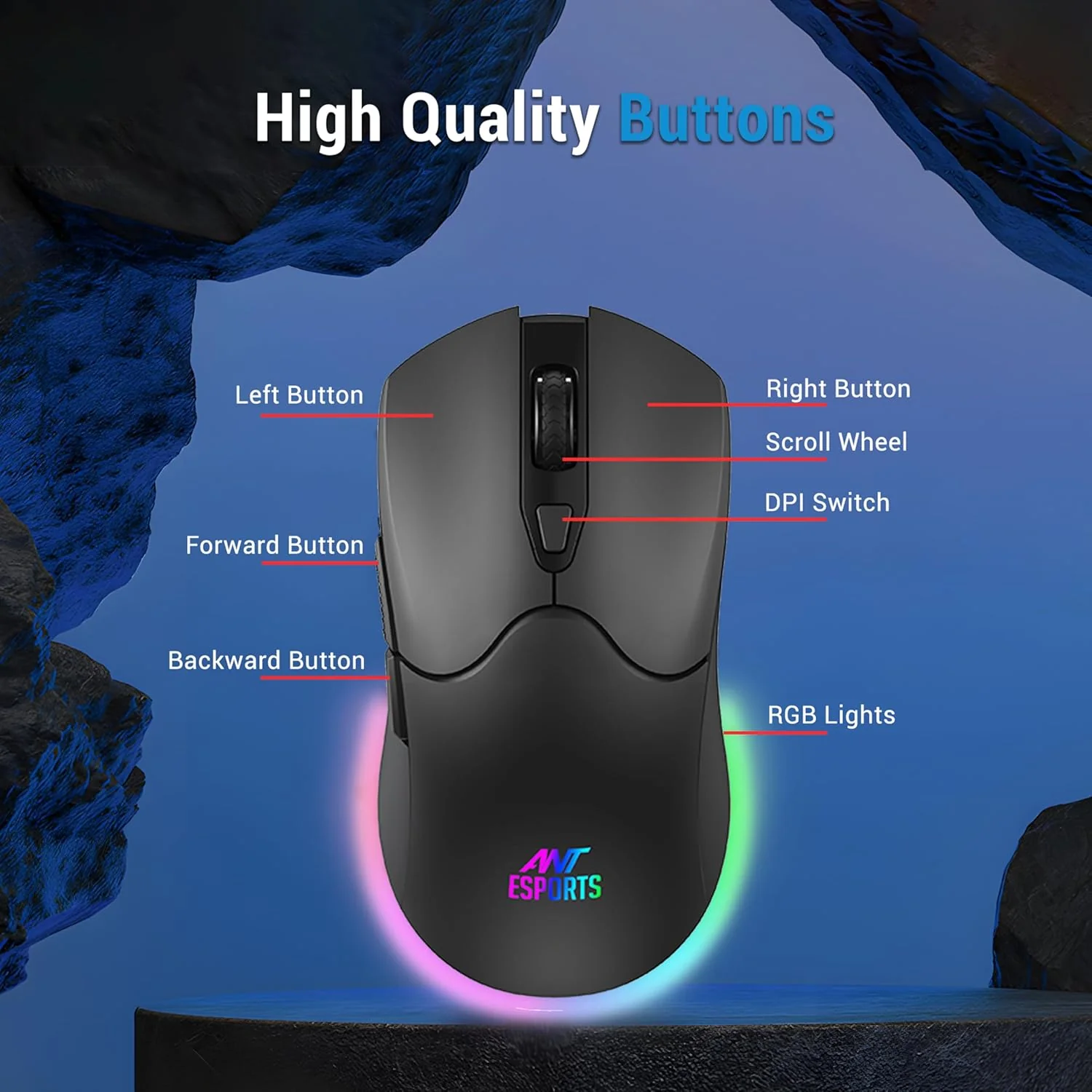 Ant Esports KM500W Pro Wireless Gaming Keyboard Mouse Combo, Rechargeable 104 Key LED Light Up Keyboard Ergonomic Wireless Gaming Mouse, Backlit Mouse Keyboard for Xbox PS5 PS4 PC Laptop - Image 5
