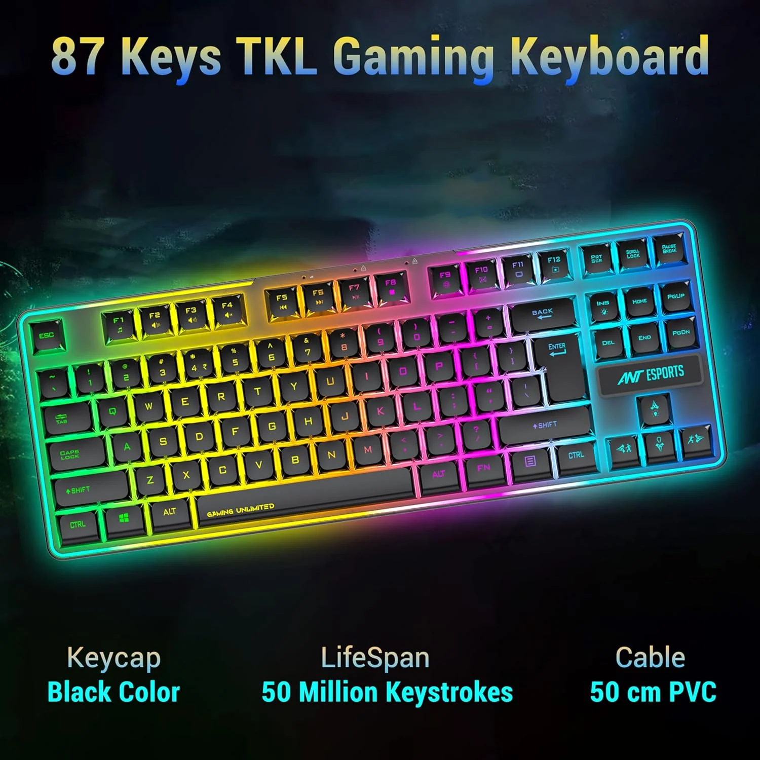 Ant Esports KM730 Pro Gaming Wireless TKL Keyboard Mouse Combo Rechargeable RGB Backlit Tenkeyless Compact 87 Keys 6 Button for Computer Laptop PS4 PS5 - XP/7/8/10 iMac MacBook Xbox one X – Black - Image 4