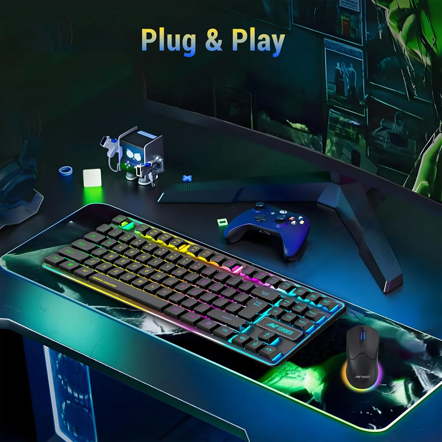 Ant Esports KM730 Pro Gaming Wireless TKL Keyboard Mouse Combo Rechargeable RGB Backlit Tenkeyless Compact 87 Keys 6 Button for Computer Laptop PS4 PS5 - XP/7/8/10 iMac MacBook Xbox one X – Black - Image 7