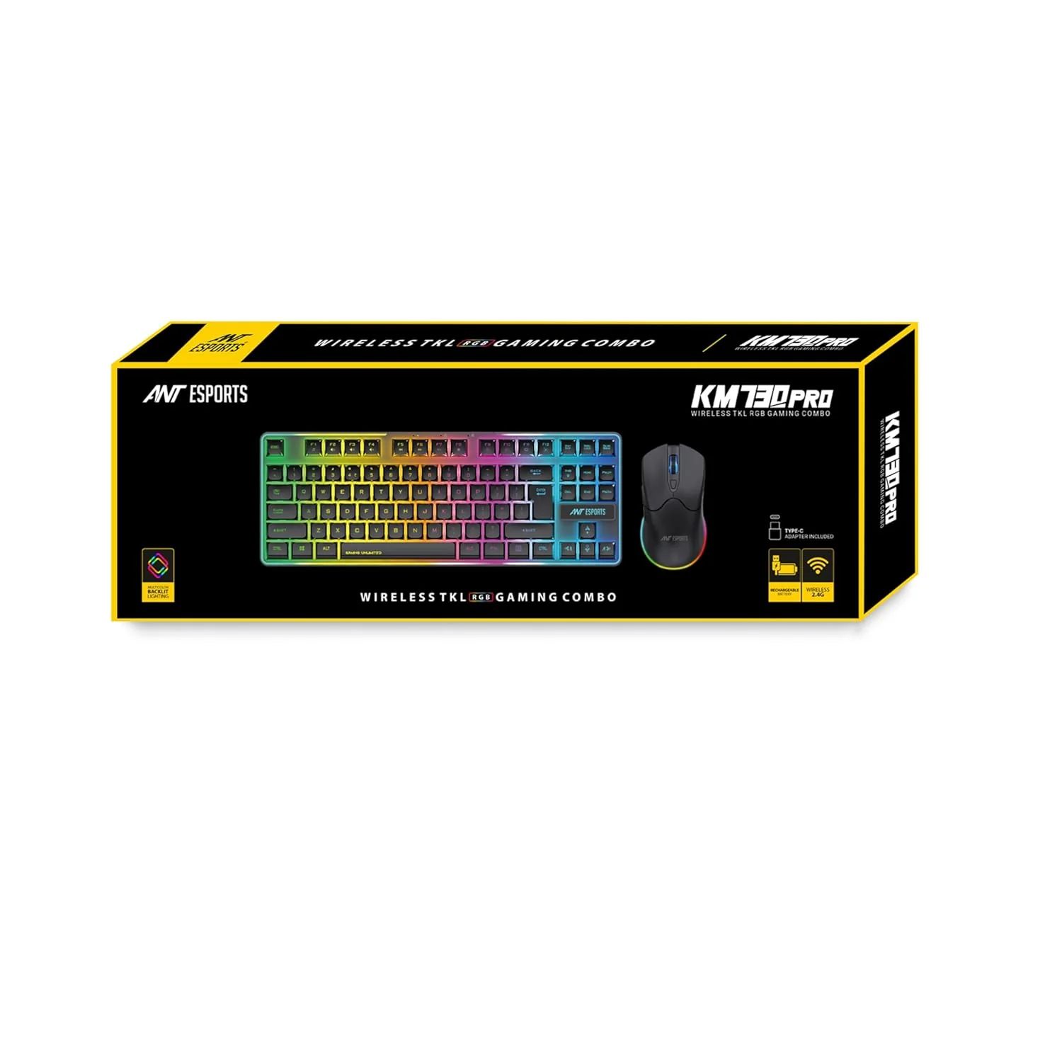 Ant Esports KM730 Pro Gaming Wireless TKL Keyboard Mouse Combo Rechargeable RGB Backlit Tenkeyless Compact 87 Keys 6 Button for Computer Laptop PS4 PS5 - XP/7/8/10 iMac MacBook Xbox one X – Black - Image 9