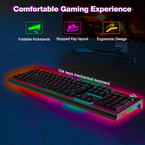 Ant Esports MK1850 Mechanical Wired Gaming Keyboard Blue Switch Hot-Swap Mech Keyboard with Volume Knob 17 Modes RGB Backlit Full Keys Anti-Ghosting,Dual Colour Injection Moulded Key capsfor PC-Black - Image 3