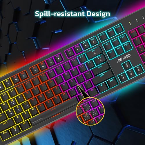 Ant Esports MK1850 Mechanical Wired Gaming Keyboard Blue Switch Hot-Swap Mech Keyboard with Volume Knob 17 Modes RGB Backlit Full Keys Anti-Ghosting,Dual Colour Injection Moulded Key capsfor PC-Black - Image 7