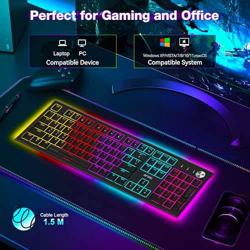 Ant Esports MK1850 Mechanical Wired Gaming Keyboard Blue Switch Hot-Swap Mech Keyboard with Volume Knob 17 Modes RGB Backlit Full Keys Anti-Ghosting,Dual Colour Injection Moulded Key capsfor PC-Black - Image 8