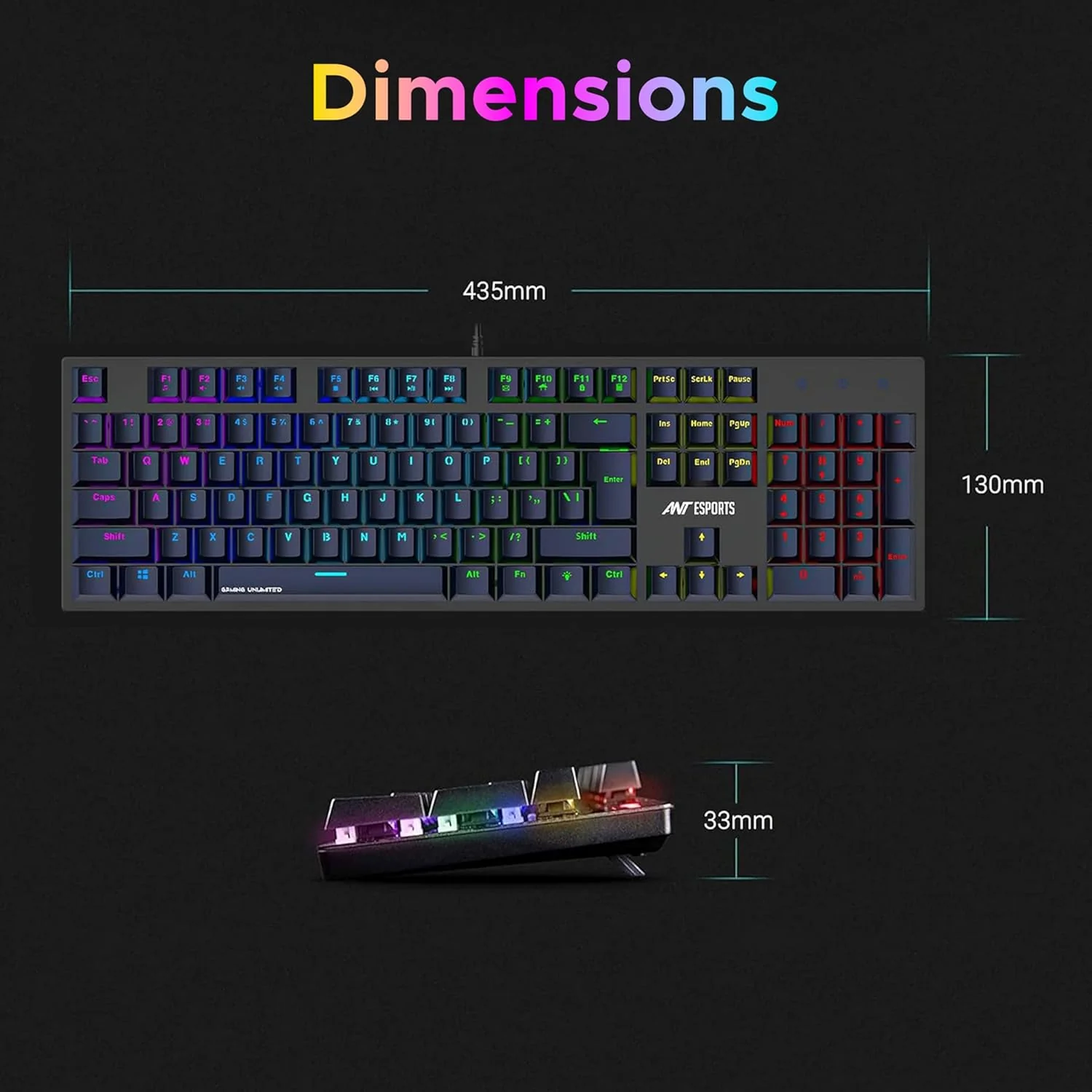 Ant Esports MK3400 V3 Pro Mechanical Pro World of Warship Edition Wired RGB Gaming Keyboard (Black) - Image 10