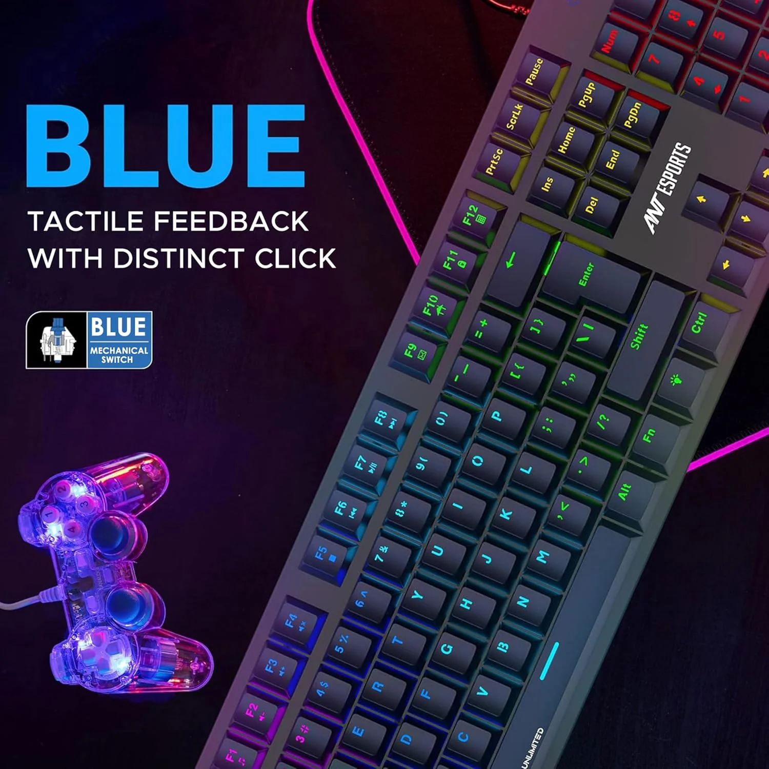 Ant Esports MK3400 V3 Pro Mechanical Pro World of Warship Edition Wired RGB Gaming Keyboard (Black) - Image 3