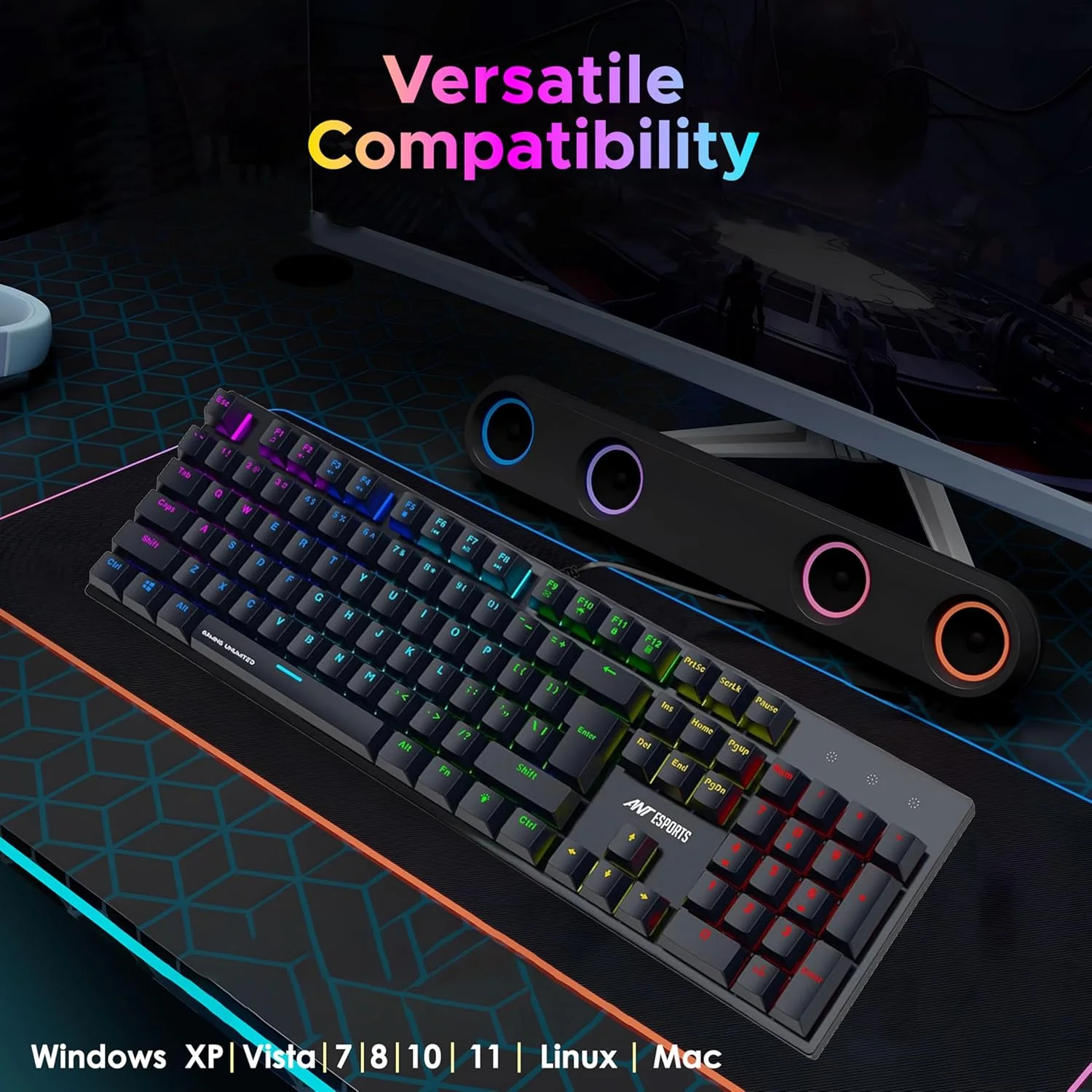 Ant Esports MK3400 V3 Pro Mechanical Pro World of Warship Edition Wired RGB Gaming Keyboard (Black) - Image 5
