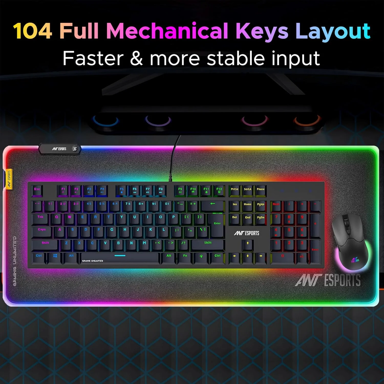 Ant Esports MK3400 V3 Pro Mechanical Pro World of Warship Edition Wired RGB Gaming Keyboard (Black) - Image 6