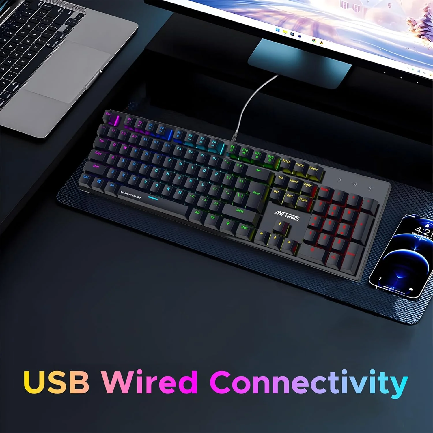 Ant Esports MK3400 V3 Pro Mechanical Pro World of Warship Edition Wired RGB Gaming Keyboard (Black) - Image 9