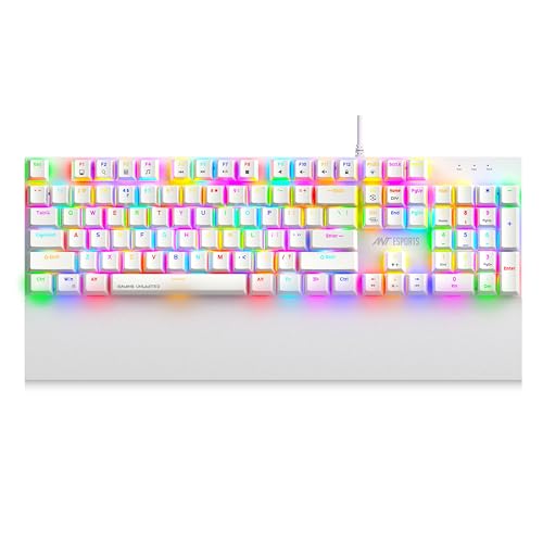Ant Esports MK4100 RGB Mechanical Gaming Keyboard, Outemu Brown Switches Tactile & Clicky – Chroma RGB – Magnetic Wrist Rest – Double Shot ABS Keycaps, Hot Swappable Switches – Mercury